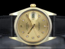 Rolex Date 34 14kt Gold Watch Champagne Diamonds Dial 15037